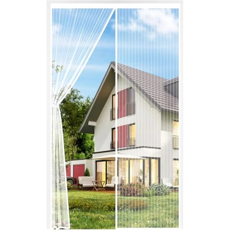 Auxmir Fliegengitter Balkontür Magnet, Insektenschutz mit 90x200cm, extra starke Magnete, ohne Bohren, weiß – Bild 1