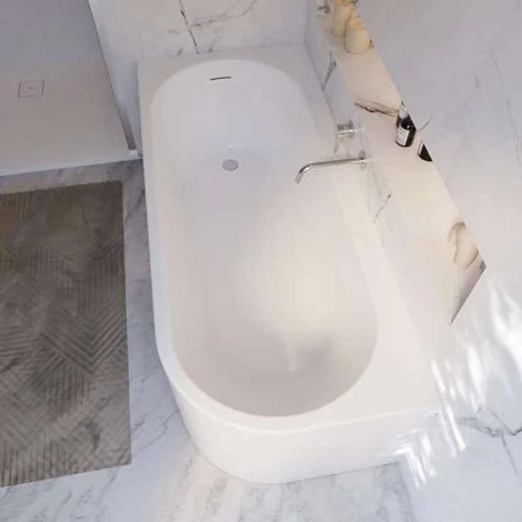 Schulte Rio Canto Badewanne, 180x80 cm Sanitäracryl Weiß, Komplett-Set mit Fußgestell, Schürze und Ablaufgarnitur – Bild 6