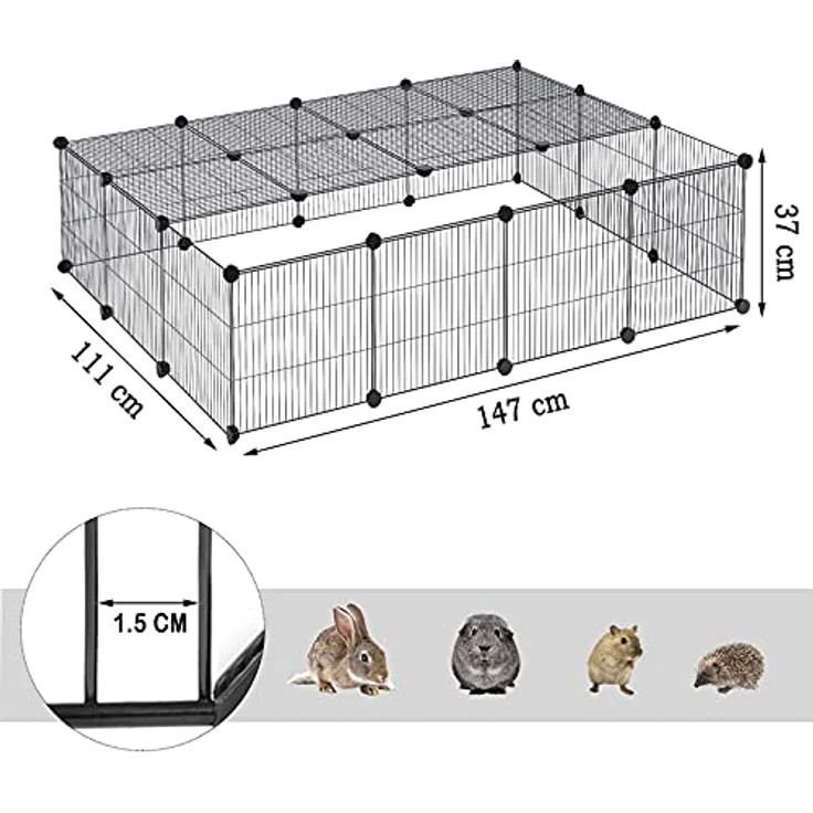 EUGAD Freigehege für Kaninchen, Meerschweinchen Gehege, BHT 147x37x111cm – Bild 5