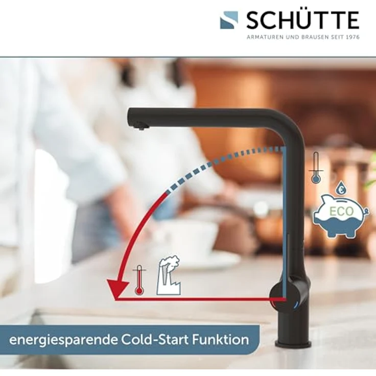 Schütte AQUASTAR PRO Spültischarmatur mit Filtersystem, Cold-Start-Funktion und 360° schwenkbarem Auslauf – Bild 4