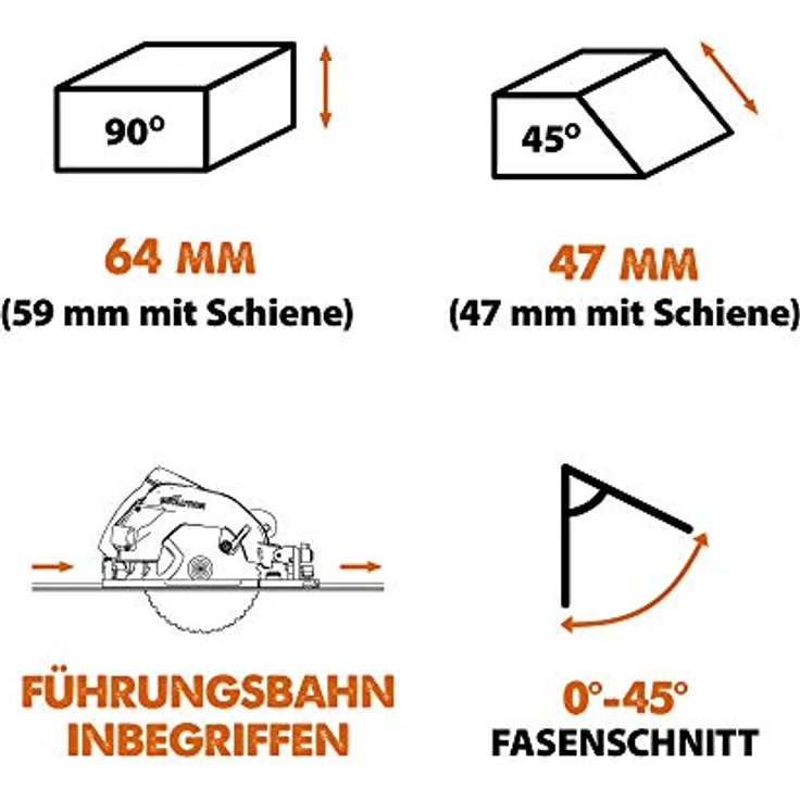 Evolution Power Tools R185CCSX Mehrzweck-Kreissäge kompatibel mit Führungsschienen (Kombi-Paket 1020 mm Schiene inbegriffen, 185 mm, 230 V) – Bild 5