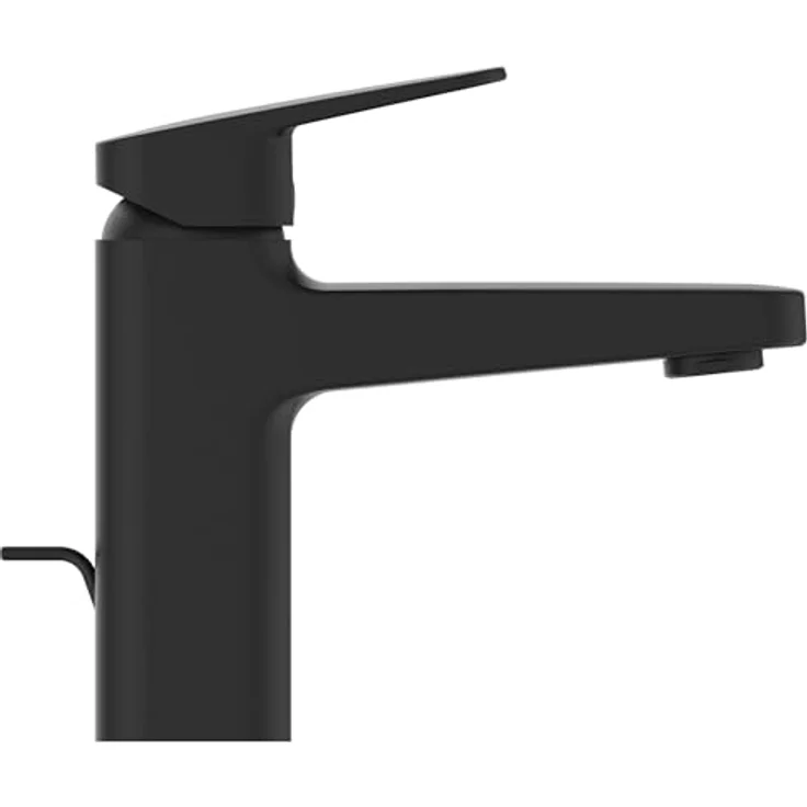 Ideal Standard BD228XG Ceraplan Waschtischarmatur H90, mit Zugknopf-Ablaufgarnitur, Ausladung 12,4 cm, BlueStart, Schwarz (Silk Black) – Bild 2