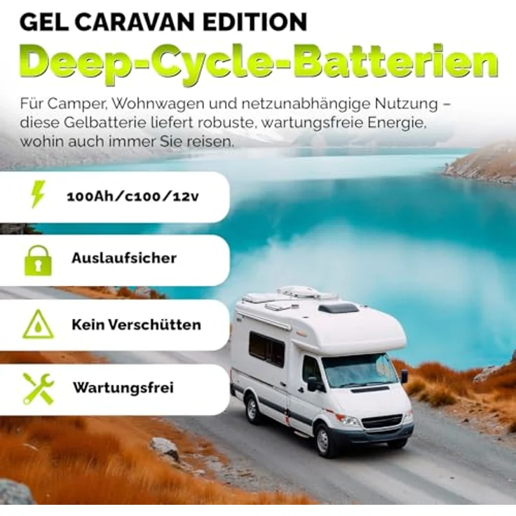 Electronicx Caravan Edition GEL Batterie 100AH 12V – wartungsfreie Solarbatterie für Wohnmobile, Boote und Gartenanlagen, gasungsfrei und kippsicher – Bild 2