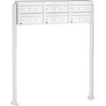 Burg Wächter Briefkastenanlage 6 Parteien weiß freistehend mit Standfuß - Klassisches Design, witterungsbeständiger Stahl, einfache Montage