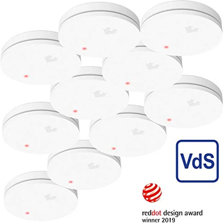 VisorTech Rauchmelder VDs 10 Jahre: Fotoelektrischer Rauchwarnmelder, 10-J.-Batterie, VDs, 10er-Set (Fotoelektronische Rauchmelder) – Bild 2