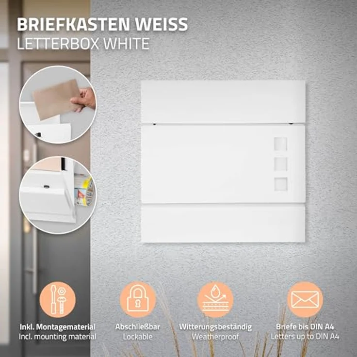 ML-DESIGN Standbriefkasten Silber 120cm mit Zeitungsfach und Ständer – Bild 2