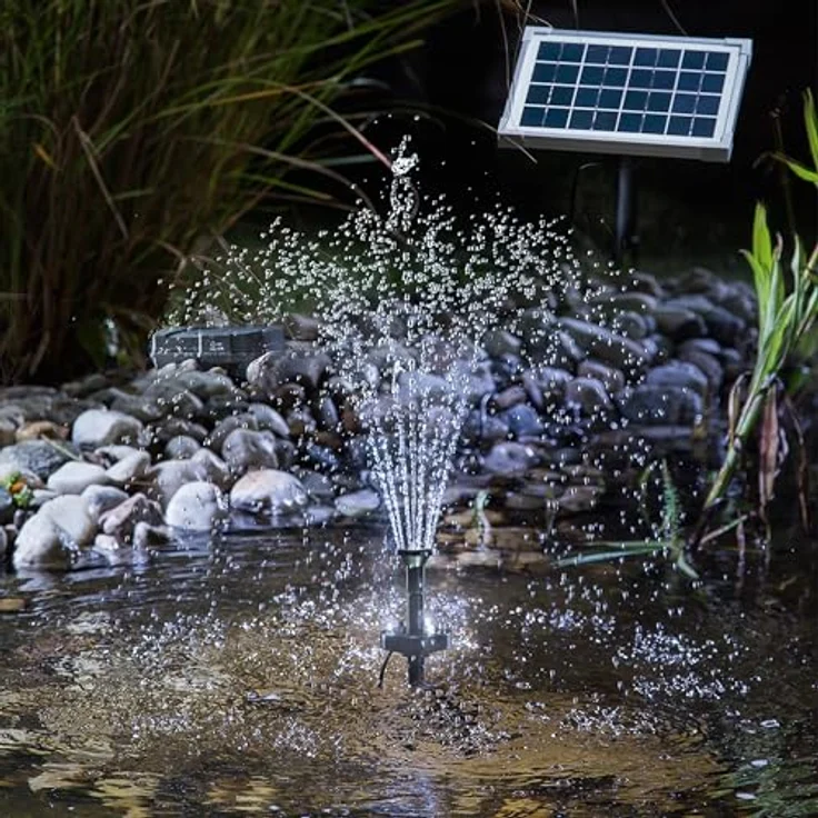 Esotec Solar Teichpumpenset 5 160 LED, Komplettset mit LiFePO4 Akkubox, Sprinklerpumpe 160 l/h, 5W Solarmodul und Erdspieß für Outdoor-Wasserspiele, 101920 – Bild 4