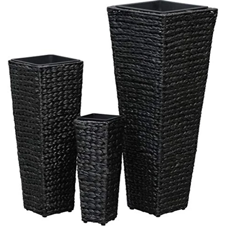 vidaXL Hochbeet 3-TLG. Pflanzkübel Blumenkübel Blumentopf Pflanzeinsatz Übertopf Pflanztopf Pflanzenkübel Pflanzentopf Wasserhyazinthe Stahl Schwarz – Bild 4