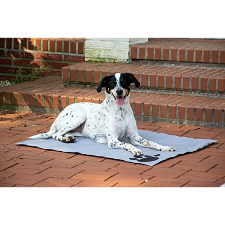 Dobar Kühlmatte mit Pfoten eckig L 99,5 x B 70 cm grau/schwarz, Selbstkühlend ohne Vorkühlen, für kleine und mittelgroße Hunde/Katzen – Bild 7