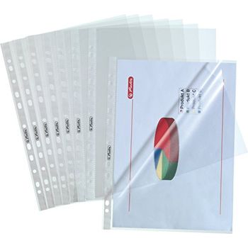 Herlitz Prospekthülle A4 500er Pack - Genarbt Mit Lochrandverstärkung