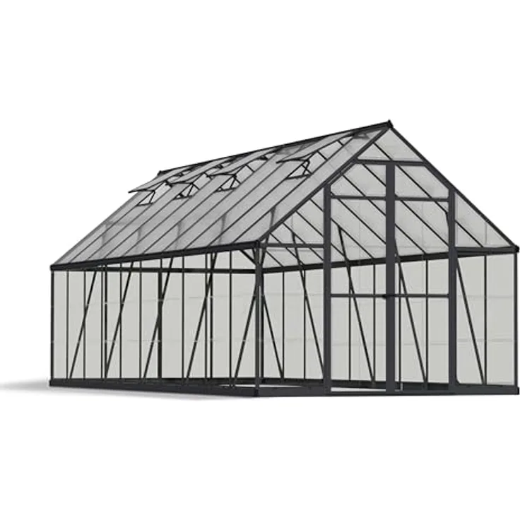 Palram Aluminium Gewächshaus Set Balance 8x20 grau 244x607 cm