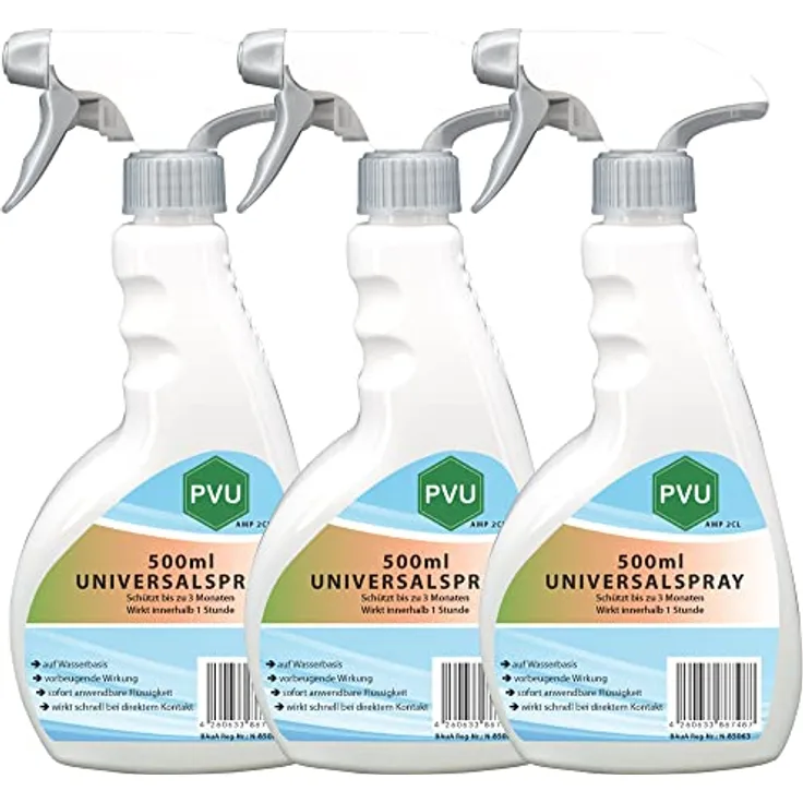 Pvu Insekten Spray 3x500ml - Universal Spray gegen Insekten & Ungeziefer mit Langzeitwirkung Innen und Außen auf Wasserbasis