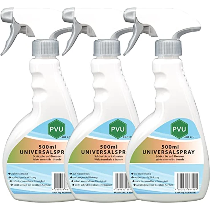 Pvu Insekten Spray 3x500ml - Universal Spray gegen Insekten & Ungeziefer mit Langzeitwirkung Innen und Außen auf Wasserbasis – Bild 1