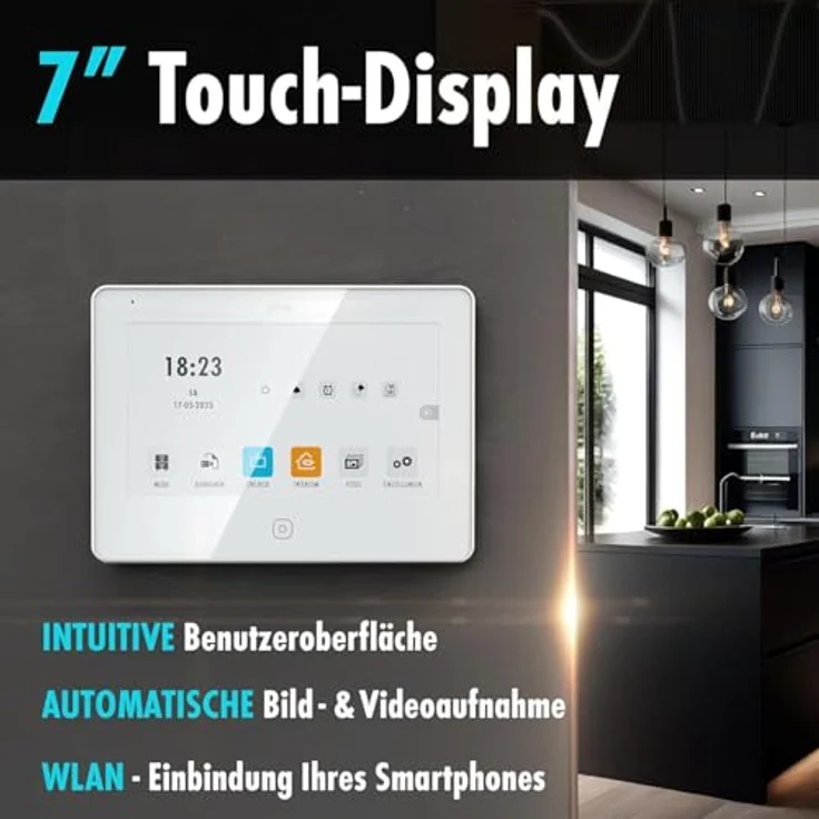 m-e modern-electronics ALL-VF10S-M7W Video-Türsprechanlage, 2-Draht BUS System, Silber/Edelstahl, erweiterbar mit bis zu 8 Außenstationen und 10 Innenstationen – Bild 2