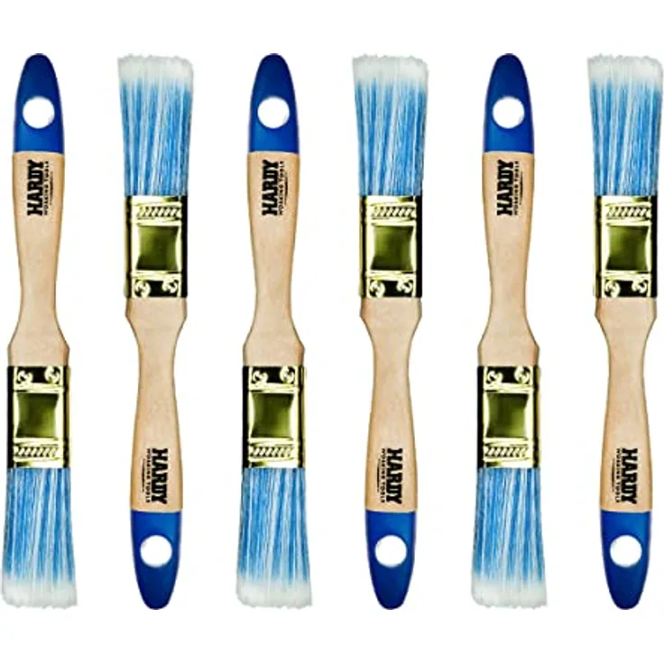 Hardy Flachpinsel Serie 42 zum Malen mit Acrylfarben und Lacken Effizient und gleichmäßig deckend Synthetikborsten und Holzstiel Set 6-TLG. Breite 25mm
