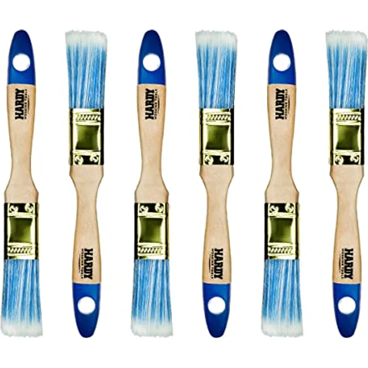 Hardy Flachpinsel Serie 42 zum Malen mit Acrylfarben und Lacken Effizient und gleichmäßig deckend Synthetikborsten und Holzstiel Set 6-TLG. Breite 25mm – Bild 1