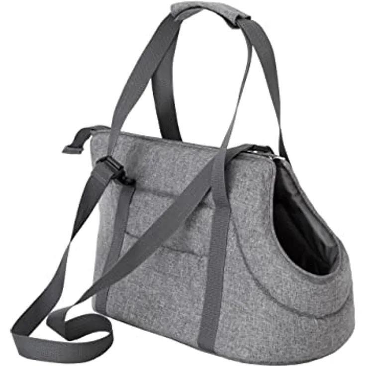DOGGY Hundetasche XL, Hände frei Reisetasche mit Seitentaschen, verstellbarem Schultergurt und Karabiner, graphit, 30 x 50 x 32 cm