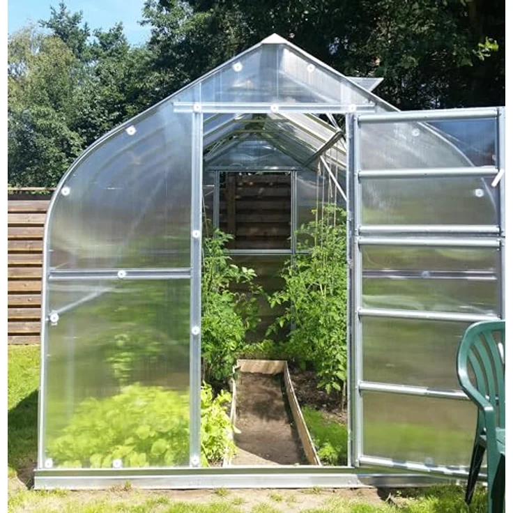 Klasika Gewächshaus KLASIKA STANDART 10 (2,5 x 4 m) mit Fundament, 4 mm Polycarbonat und automatischen Dachluken, grau – Bild 3