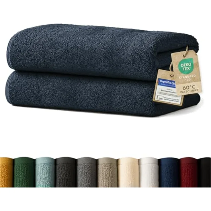 Blumtal Saunatuch 80x200 cm, Dunkelblau, Oeko-Tex® Standard 100, 100% Baumwolle, Pflegeleicht, Ideal für Wellness und Freizeit