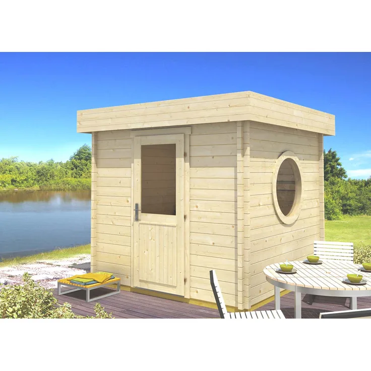 FinnTherm Saunahaus Cubus-70 A Gartensauna 3 Sitzbänke aus Holz Sauna Wandstärke 70 mm Außensauna - Preisvergleich