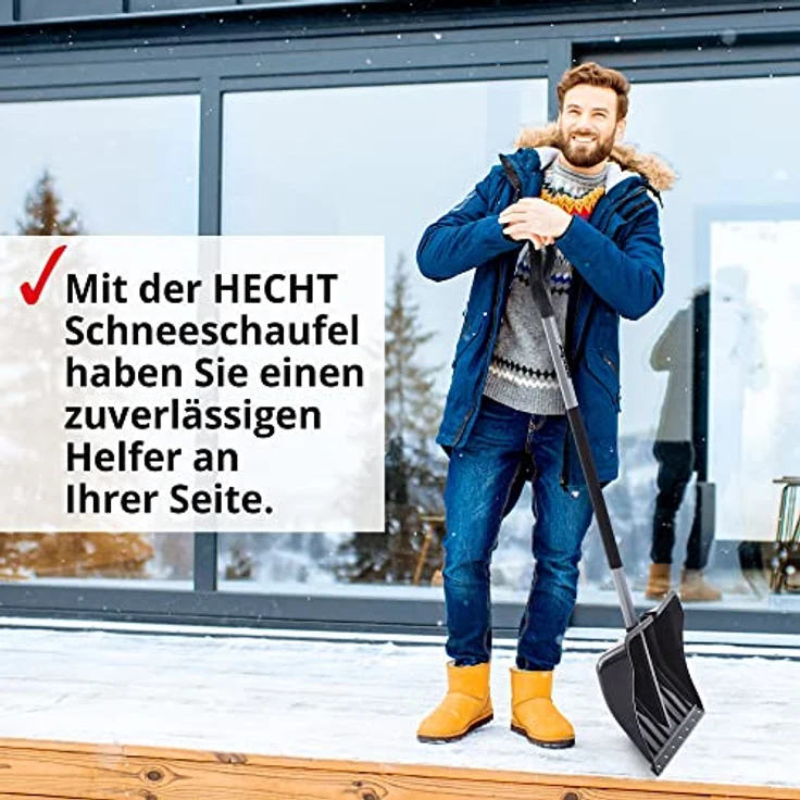 HECHT Schneeschaufel 5400 GT, 54 cm breites Kunststoffschild, stabiler Stahlstiel mit gummiertem Griff, Gesamtlänge 1,40 m – Bild 8