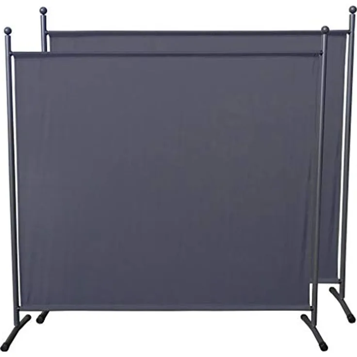 QUICK STAR Paravent 2 Stück, Blickdichte Stellwand 180 x 178 cm, Grau, für Innen & Außen, Garten & Balkon Sichtschutz