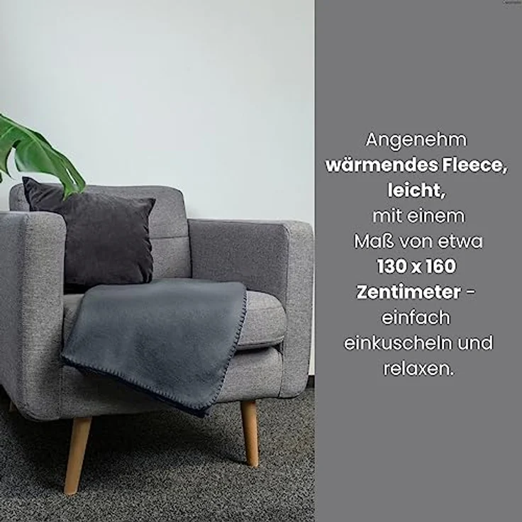 wometo 3er Set Polar Fleecedecke oekoTex 130x160 ca. 400g mit Anti-Pilling und Kettelrand dunkelgrau grau – Bild 2