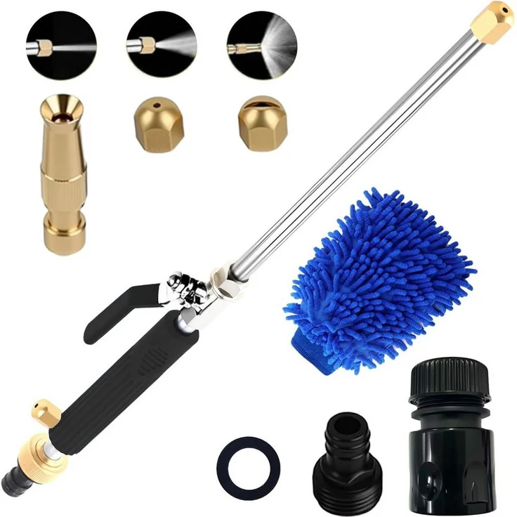 FELIXLEO Hochdruckpistole, Hochdruck Wasserpistole mit Metallkomponenten, 90° drehbarem Griff und abnehmbarem Stab, schwarz