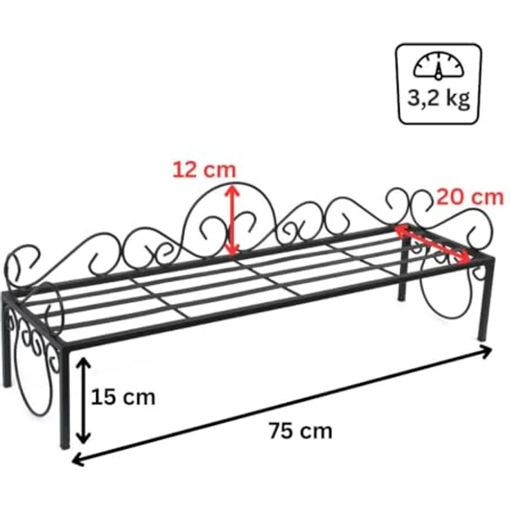 Blumenregal Metall Schwarz 75 cm Blumenständer Mi Blumenbank Blumentreppe Pflanzentreppe Blumenhocker Pflanzenständer - Dandibo – Bild 3