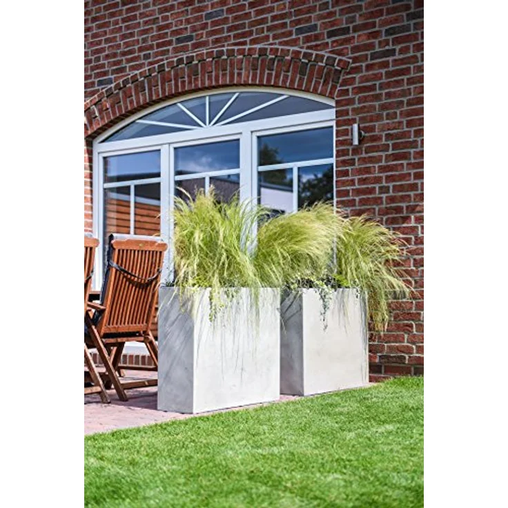 VIVANNO Pflanzkübel Fiberglas ELEMENTO Kasten - Grau Beton-Design, wetterfest, 88x30x75 cm – Bild 5