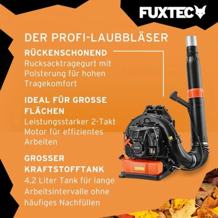 FUXTEC FX-LBP185TPRO, Rückentragbarer Benzin Laubbläser mit 85 cm³ Motor, 4,0 kW Leistung und 95 m/s Luftgeschwindigkeit – Bild 5