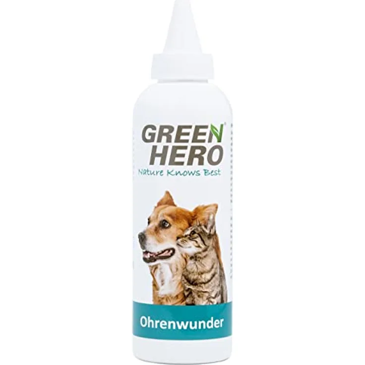 Green Hero Ohrenwunder pflegt das Ohr und unterstützt den Regenerationsprozess bei Ohrmilben Juckreiz Entzündungen Infektionen Läusen für Hund und Katze 200ml