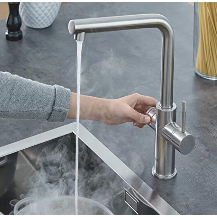 Grohe Red Duo L-Auslauf Küchenarmatur, Hochdruck mit Kochwasserboiler M, chrom – Bild 7