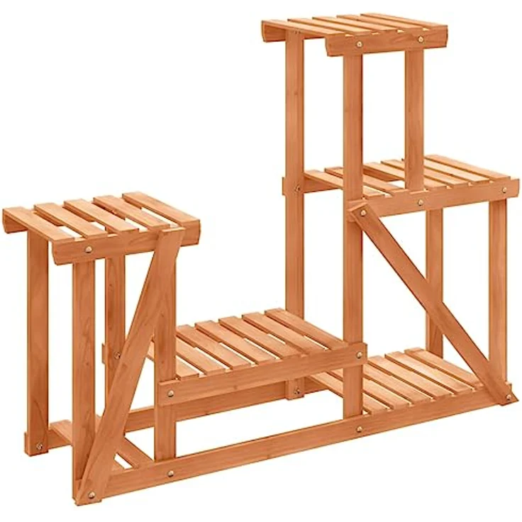 vidaXL Blumenständer, Pflanzständer 90x25x73,5 cm Massivholz Tanne, Retro-Design, Wandhalterung enthalten – Bild 2