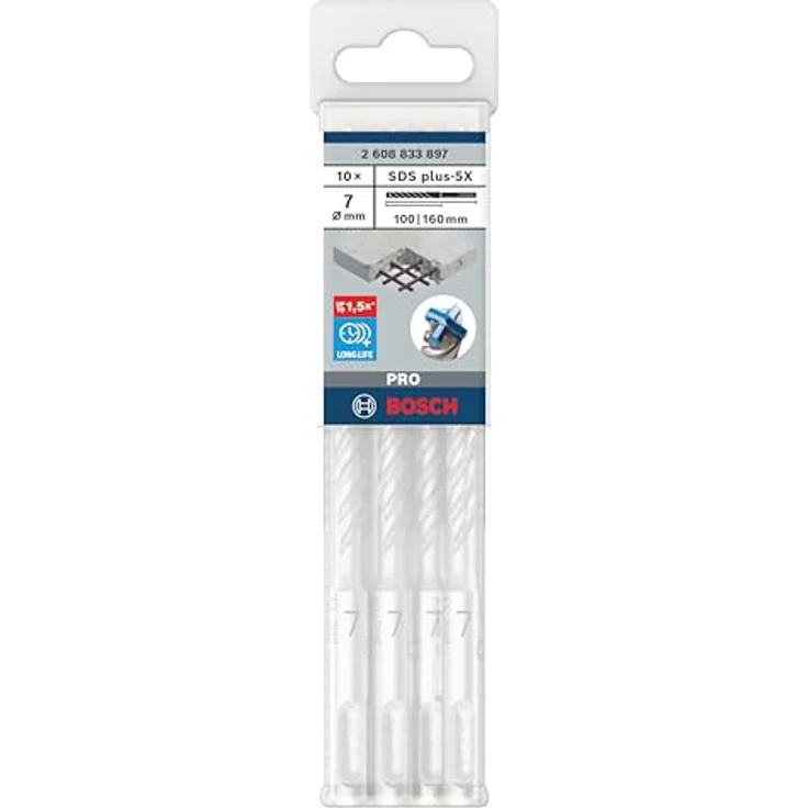 Bosch 10x PRO SDS plus-5X Hammerbohrer für Stahlbeton und Beton, Ø 7,00 mm, Professional Zubehör Bohrhammer – Bild 2