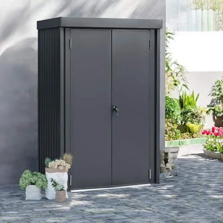osoltus Premium Metall Gerätehaus 98cm x 133cm x 185cm, Optimaler Schutz vor Wind und Wetter, Anthrazit – Bild 2