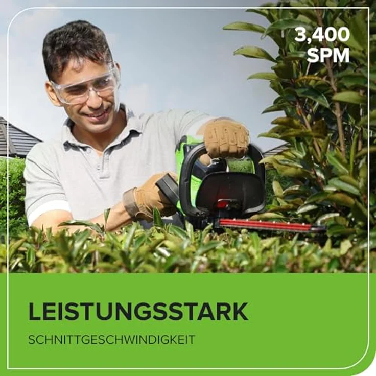 Greenworks Heckenschere, drahtlose Doppelmesser-Heckenschneider, 66 cm, bis 28 mm, 3400 SPM, ohne Akku – Bild 4
