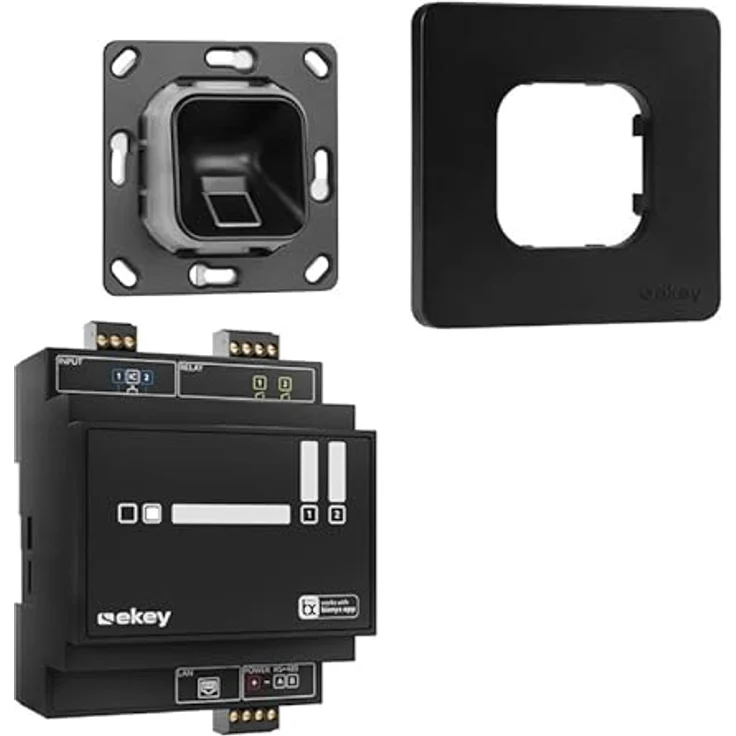 EKEY 203702 xLine Fingerprintset, Biometrische Zutrittslösung zur Unterputzmontage, Fingerprint Schwarz, Kunststoffrahmen Schwarz, 0,4 W, 12-24 V, bis zu 100 Benutzer – Bild 2