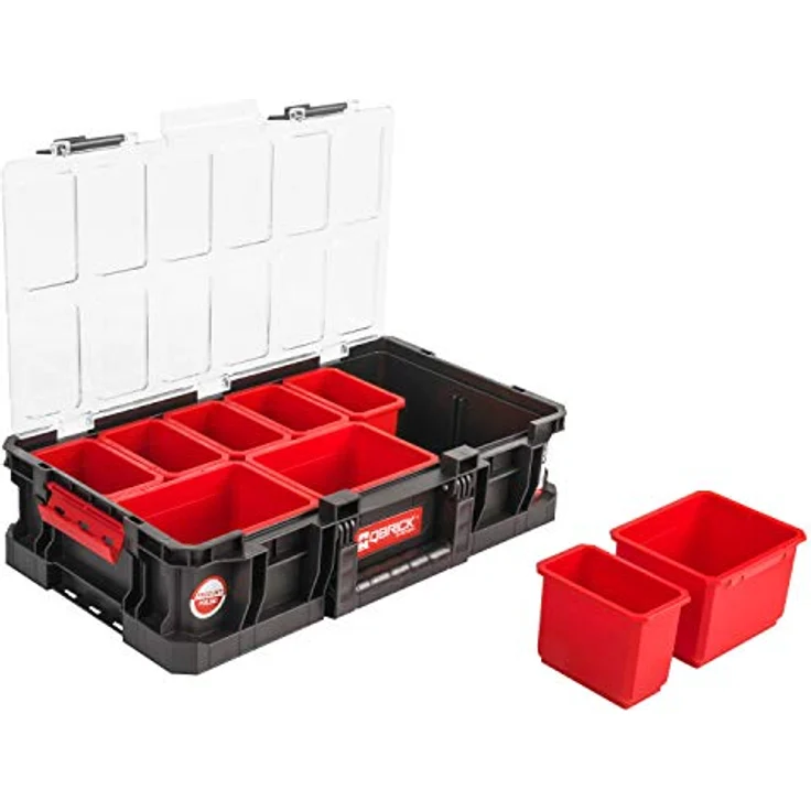 PAFEN Qbrick System TWO Organizer x2, Werkzeug Boxen mit 14,3l Fassungsvermögen, inkl. 9 Behältern, klappbarem Griff, 530 x 307 x 125mm – Bild 3