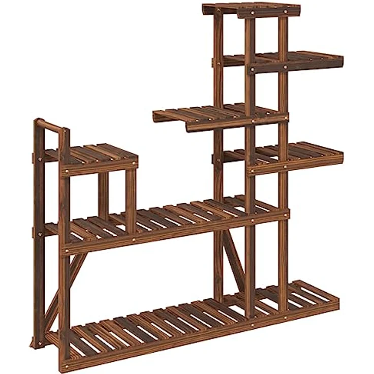 vidaXL Blumenständer, Pflanzständer 110x25x111 cm Massivholz Tanne, karbonisiertes Braun – Bild 7