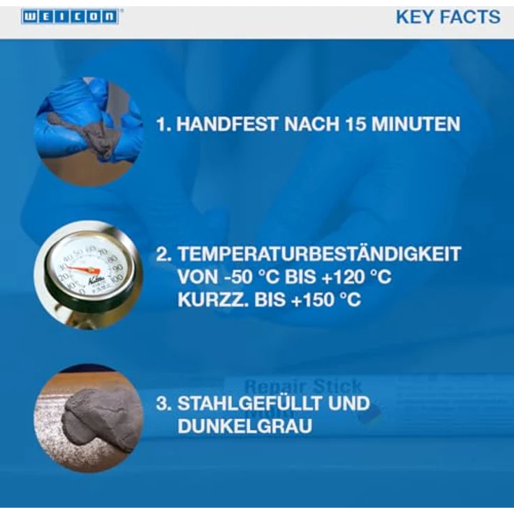 WEICON Repair Stick Stahl, 57 g, Hochfester Reparatur- und Klebestick für Metallteile – Bild 4