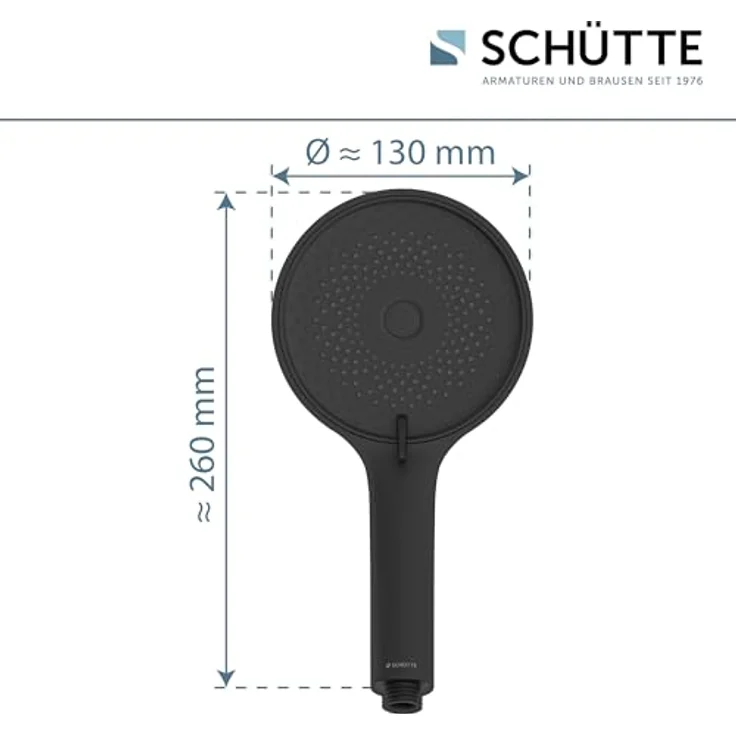 Schütte Handbrause 'Samoa Rain', mattschwarz, Ø 13 cm, 3 Strahlarten, Antikalk-Noppen, 50 % Wassersparend – Bild 5