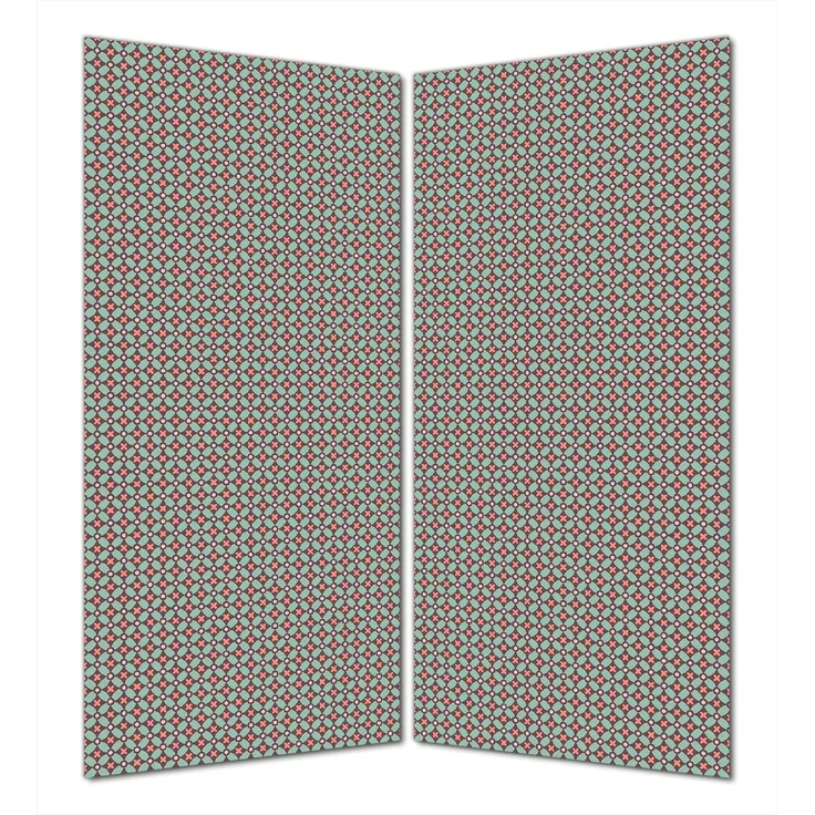 Wallario Duschrückwand Muster mit Kreuzen, Kreisen und Vierecken in Rot, Braun und Grün, (2-tlg)