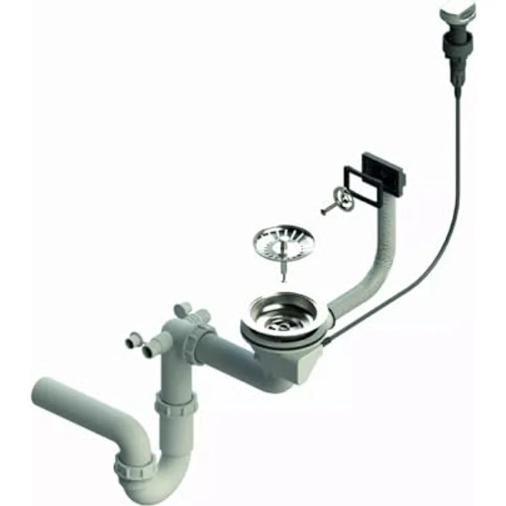 QLS Granit-Küchenspüle LUNA 59x44 cm, 1-Becken mit Abtropffläche, reversibel, automatischer Siphon, für 40 cm Unterschrank, Schwarz metallic, matt, kompakt – Bild 5