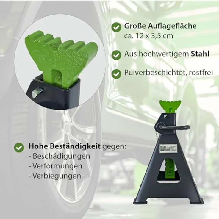 TRUTZHOLM Sägebock 4 Stück, 12 Tonnen Traglast pro Stütze, höhenverstellbar von 490 bis 750 mm, grün/anthrazit – Bild 4