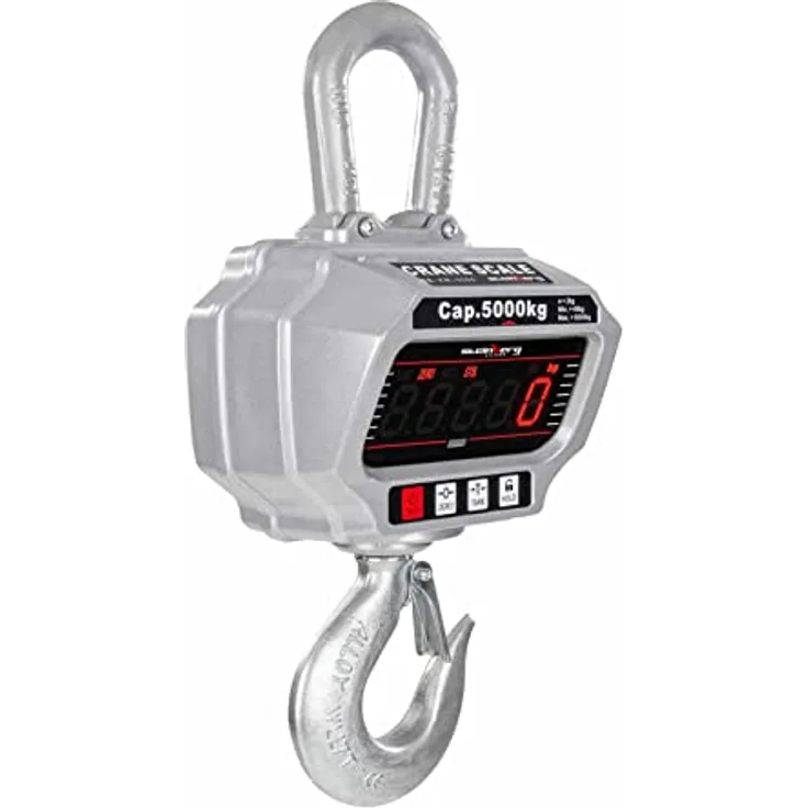 Steinberg Systems - Kranwaage Hängewaage (5 t / 2 kg, kg/lbs Gewichtseinheitenwechsel, Aluminiumdruckguss, Akku 6V/4Ah, LED) Silber