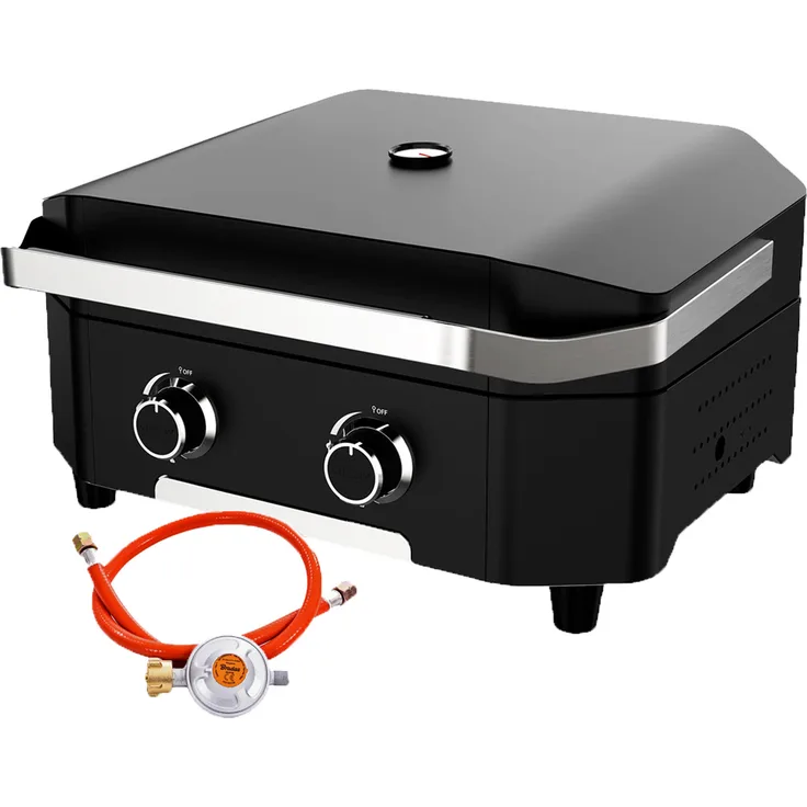 Cozze® Plancha 600 Gasgrill, 2 Zonen / Wendeplatten, 60 x 40 cm, 6.4 kW, Edelstahl / Gusseisen, schwarz