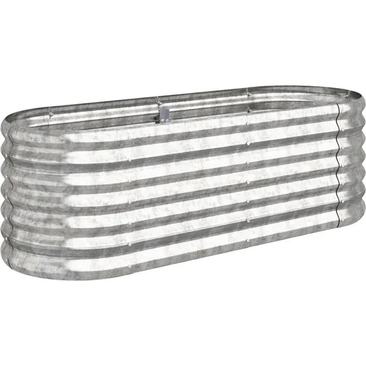 furnicato Hochbeet Pulverbeschichteter Stahl, 114x40x36 cm, Silbern, Rost- und korrosionsbeständig