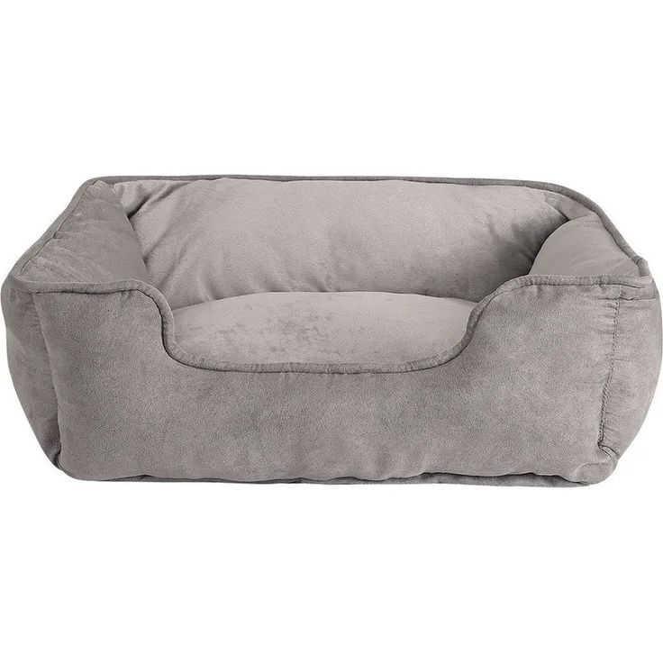 lionto Tierkissen 2-in-1 Hundebett in Wildlederoptik, mit Wendekissen, dunkelgrau/grau, 60 cm x 50 cm