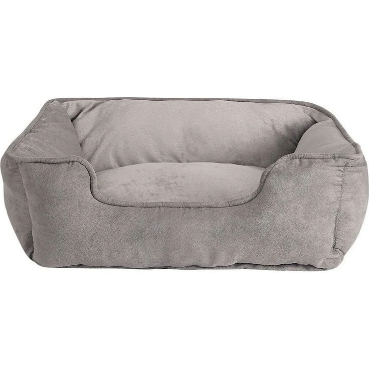 lionto Tierkissen 2-in-1 Hundebett in Wildlederoptik, mit Wendekissen, dunkelgrau/grau, 60 cm x 50 cm – Bild 1